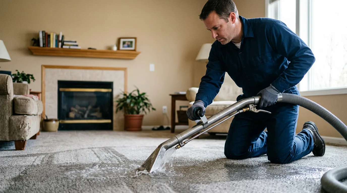 Water damage restoration technician working near Lanesville, IN